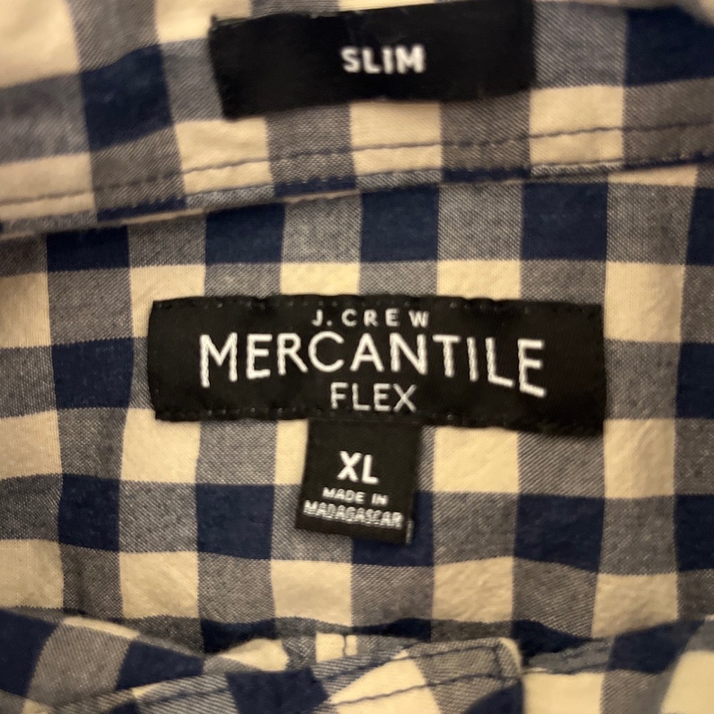 J Crew Mercantile Flex Slim Fit Gingham Check Button Down Shirt Mens XL - Picture 4 of 8
